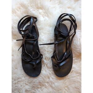 Vtg Kenneth Cole New York Leather Gladiator Fisherman Sandals Italy Size 8.5
